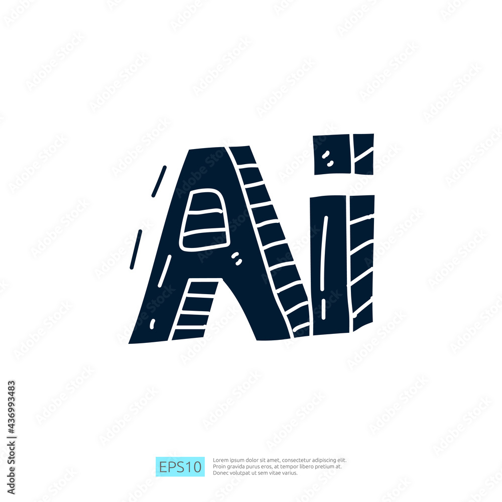 Poster artificial intelligence ai concept text logo icon for engineering, development, brainstorming sign. 