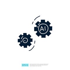 Artificial intelligence AI concept with gear machine for engineering, development, brainstorming sign. Hand drawn doodle icons vector illustration