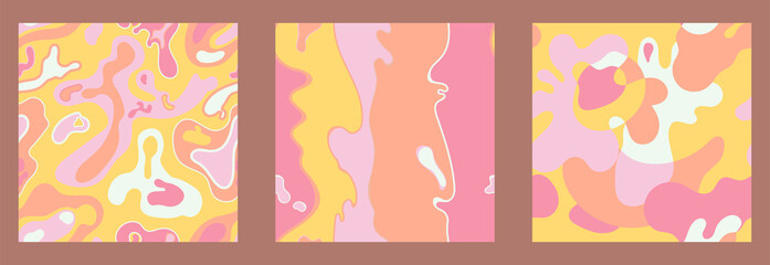 Abstract simple minimalistic liquid marble pattern. Flat design. Swirls of pastel colors. Seamless background