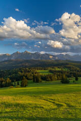 Landscape near Jurgow with High Tatras, Poland