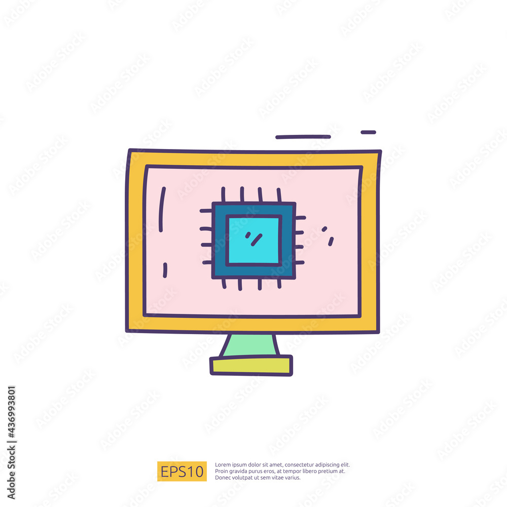 Aufkleber artificial intelligence ai concept with chip circuit board structure on pc computer for engineering,