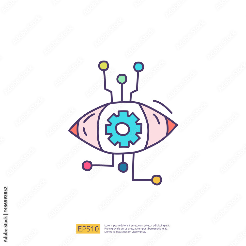 Aufkleber artificial intelligence ai concept with algorithm and data filter or analysis for engineering, devel