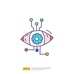 Artificial intelligence AI concept with algorithm and data filter or analysis for engineering, development, brainstorming sign. Hand drawn doodle icons vector illustration