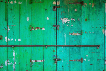 Old Weathered Green Wood Door 