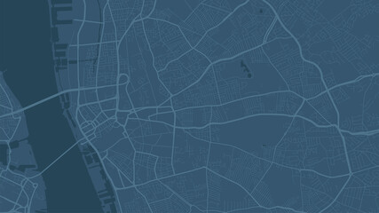 Obraz premium Blue Liverpool city area vector background map, streets and water cartography illustration.