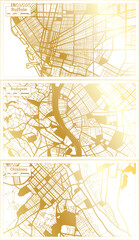 Budapest Hungary, Chisinau Moldova and Buffalo USA City Map Set.