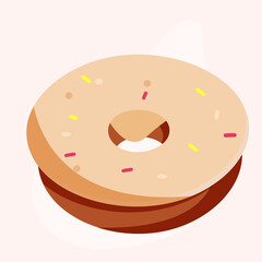 donut with cream. Vector illustration