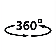 360 degree arrows icon set in flat style. 360 degree view rotation set. 360 degree rotation. Virtual reality. Vertical and horizontal view. Arrow icons.