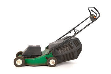 Old green lawn mower