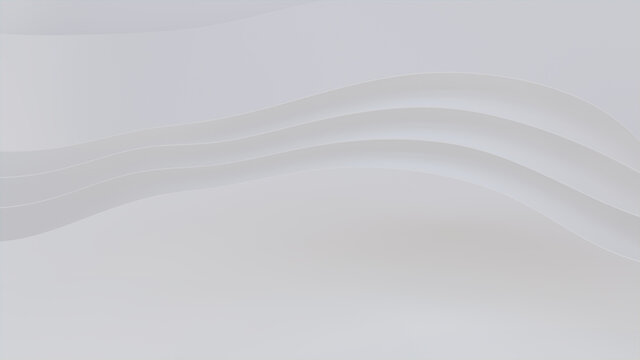 Abstract wallpaper formed from White 3D Ribbons. Light 3D Render with copy-space.  