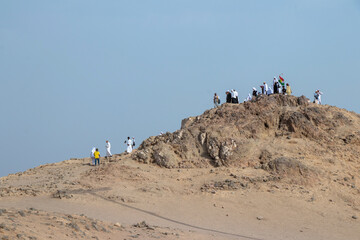 Medina, Saudi Arabia: Archers hill in Uhud Mount. Muslim pilgrims visiting The Martyrs of Uhud at...