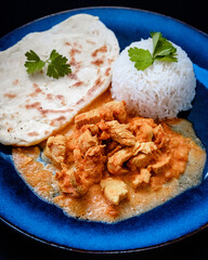 butter chicken with naan, homemade 