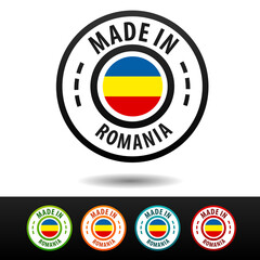 Made in Romania badges with Romanian flag.