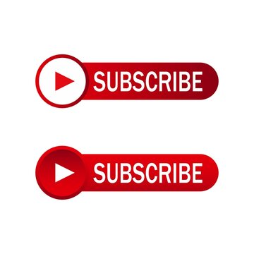 Youtube button inside round shape, red subscribe button and text effect on a white background, Vector illustration for Business concept subscribe pictogram.