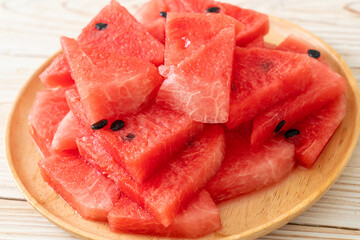 fresh watermelon sliced on plate