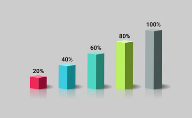 Graph bar business growth rate infographic 3d design