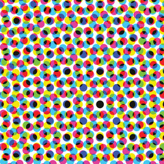 A close up af a color halftone image in vector. Looks like confetti.