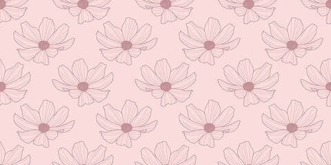 Garden cosmos flower vector pattern background, floral design