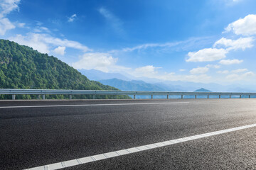 Asphalt highway and mountain landscape,road pavement background.