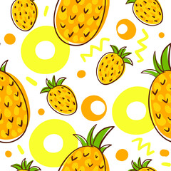 Materiał do szycia Pineapples seamless pattern, vector illustration EPS10