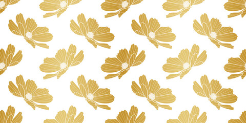 Garden cosmos flower vector pattern background, floral design