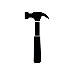 Hammer glyph icon. Vector isolated black illustration.