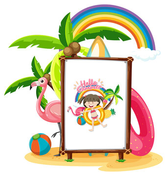 Picture of little girl in the beach scene isolated