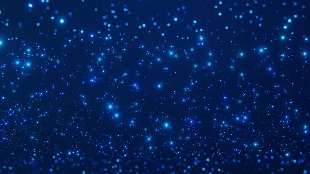 Abstract motion background shining flashing blue particles. Shimmering Glittering Particles With Bokeh. Sparks from the fire. Flying sparks.
