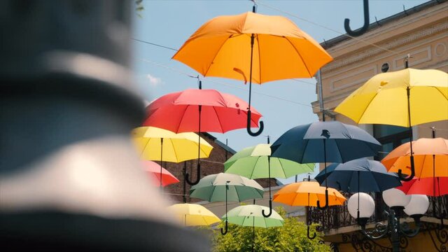 Umbrella festival in Braila city, Romania.