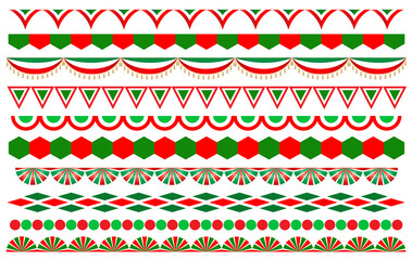 Italian abstract flag symbols decorative banner border divider stripe set.	