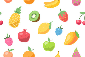 Fototapeta na wymiar Fresh fruits seamless pattern