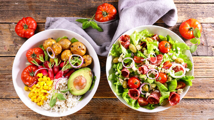 assorted of vegetable salad- buddha bowl
