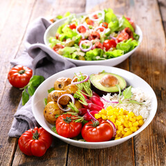 assorted of vegetable salad- buddha bowl