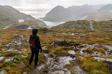 Munkebu trail from Sørvågen, Lofoten, Norway