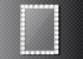 Makeup mirror isolated with golden lights. Vector illustration