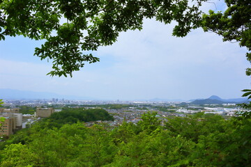 Fototapeta na wymiar 牟礼山から見る三上山方面の景色