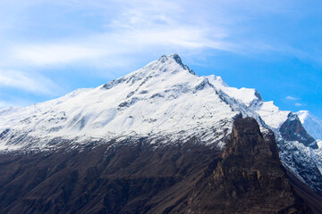 snow covered mountain, Hunza Valley Mountains landscape, north Pakistan, Gilgit-Baltistan