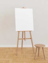 easel with a blank canvas