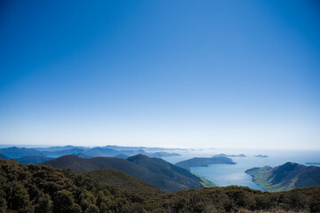 Top of Mount Stokes, Marlborough Sounds, New Zealand