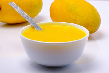 Mango juice or shake in bowl