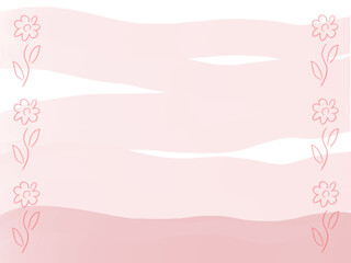 背景素材：水彩風ピンクのお花のフレーム・枠