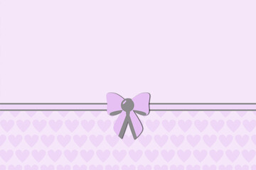 Postcard with a bow and hearts. Invitation, greeting card.