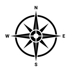 Flat compass direction illustration. Map symbol - obrazy, fototapety, plakaty
