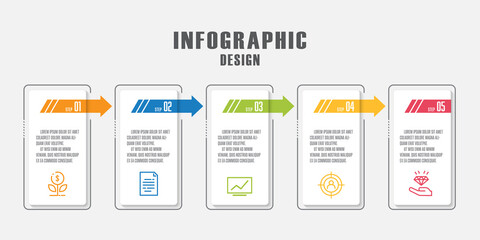 Vector illustration infographic template design square shape icon 5 step. Process diagram business concept for presentation.