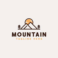 Mountain Adventure and Outdoor Vintage Logo Template. Badge or Emblem Style. Vector Illustration