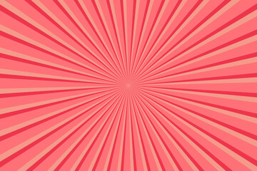 Vibrant Red Sunburst Pattern Background. Ray star burst backdrop. Rays Radial geometric Vector Illustration