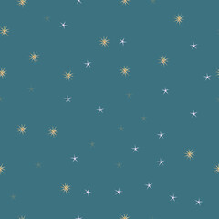 Seamless pattern of night sky with stars.