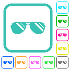 Aviator sunglasses with glosses vivid colored flat icons