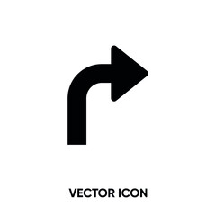 Turn right direction vector icon. Modern, simple flat vector illustration for website or mobile app. Road sign symbol, logo illustration. Pixel perfect vector graphics	