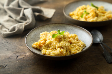 Homemade pumpkin couscous with fresh mint